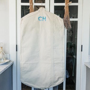 Embroidered Garment Bag // Bridesmaid Gift, Groomsmen Gift, Travel Garment Bag, Canvas Bag, Monogram Canvas Travel Bag, Suit Bag, Dress Bag