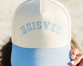 Aangepaste geborduurde vintage truckerpet ondersteboven // aangepaste ondersteboven teksthoed 5-delige tweekleurige geborduurde hoed Snapback-hoed