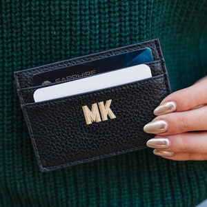Porte-cartes en cuir personnalisé // Porte-cartes de crédit en cuir grainé // Porte-cartes minimaliste