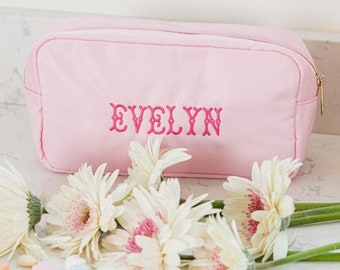 Embroidered Large Nylon Pouch
