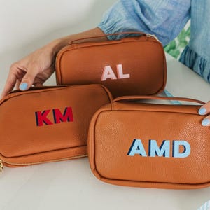 Shadow Monogram Travel Tech Case Organizer // Leren Tech Organizer, Kabel Organizer, Reisopladertas, Reisorganisator, Tech Pouch