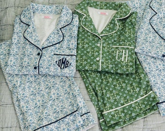 Monogrammed Pajamas // Bridesmaid Pajamas, Bridesmaid PJs, Monogrammed PJs, Wedding Party, Soft Pajamas, Floral Pajamas, Mother's Day Gift