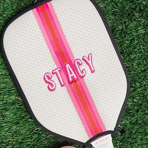 Striped Monogram Pickleball Paddle Cover // Custom Pickleball Paddle Cover, Custom Pickleball Gift, Monogram Paddle Cover, Striped Neoprene