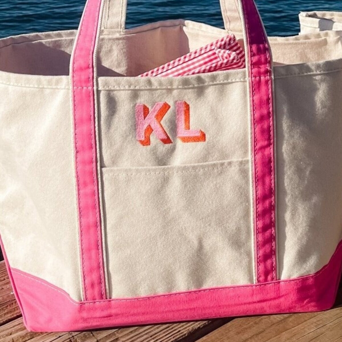 Embroidered Monogram Canvas Tote - Etsy