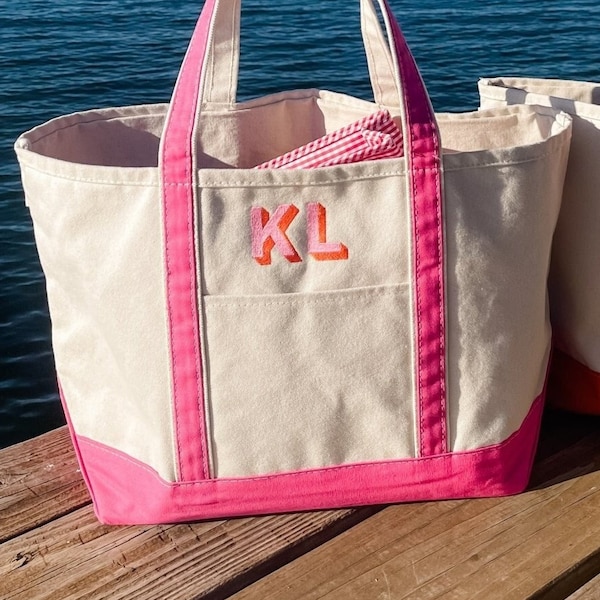 Embroidered Monogram Canvas Tote