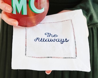 Custom Embroidered Cocktail Napkins (Set of 4)