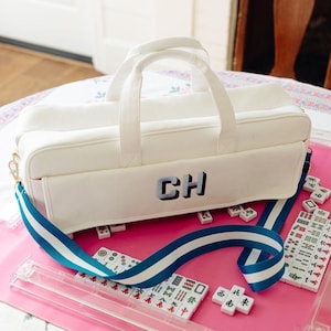 Broderad Mahjong-bärväska // Stor Mahjong-väska, Reseväska, Mahjong-kakelväska, Mahjongälskare, Mahjong-tillbehör, Övernattningsväska