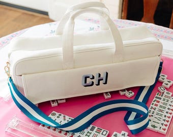 Embroidered Mahjong Carryall Tote // Large Mahjong Bag, Travel Tote, Mahjong Tile Bag, Mahjong Lover, Mahjong Accessories, Overnight Bag