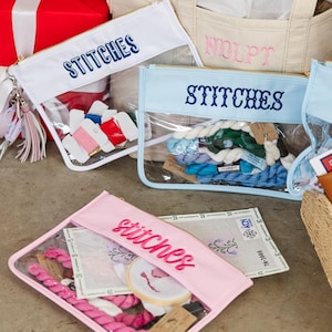 Nålspets genomskinlig nylonpåse // Nålspets NDLPT-projektpåse för förvaring brudtärnor personligt namn skola vardagsnålspetsprojektpåse