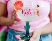 Cactus Margarita Glass Bachelorette, Wedding, Fiesta, Dinner Party