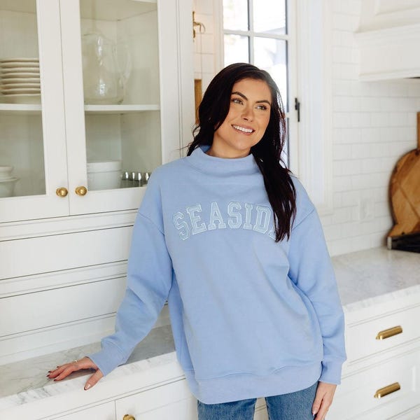 Custom Mockneck Sweatshirt // Embroidered Applique Personalized Monogram Sweatshirt, Monogrammed Crewneck, Personalized Sweater, Custom Gift