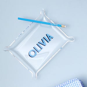 Acrylic Tray // Trinket Organizer Personalized Gift Vanity Organizer Monogram Tray Jewelry Dish Birthday Gift Desk Accessory Housewarming