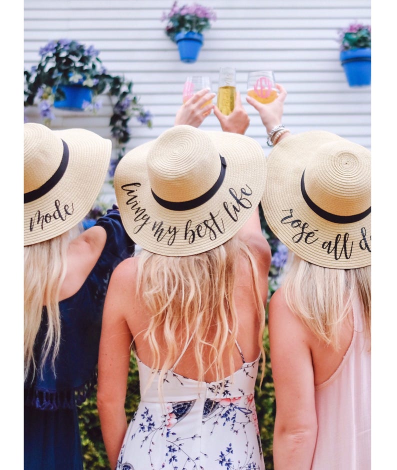 Custom Floppy Beach Hat // Bachelorette Trip Honeymoon // Beach Weekend image 1