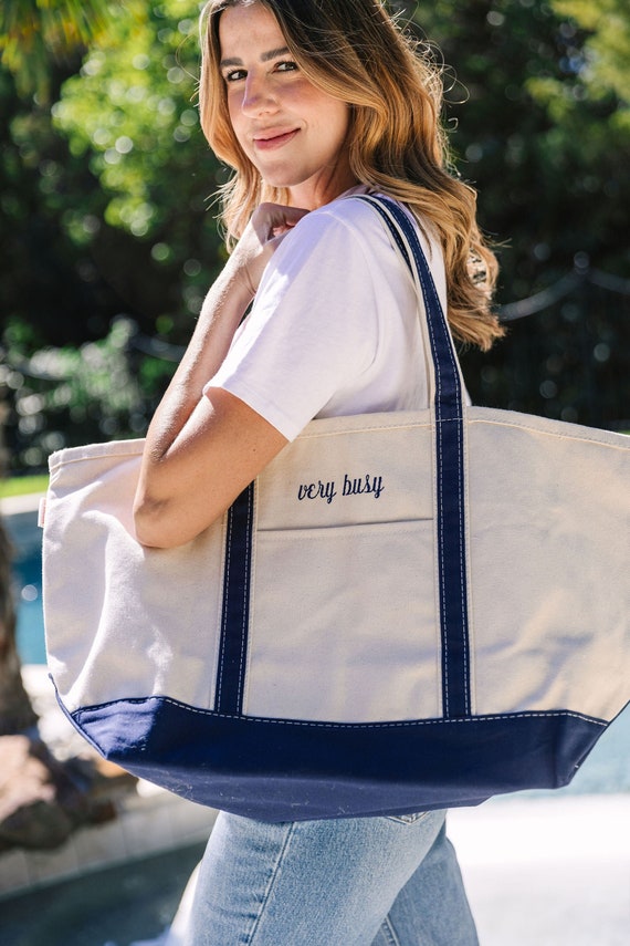 Monogrammed Boat Tote Personalized Medium Canvas Tote Bag 