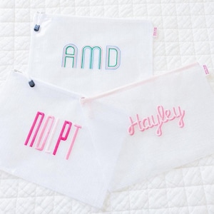 Bestickte Pool Tasche // Brautjungfern Hochzeit Bachelorette Name Schule Alltag Nadelspitze NDLPT Projekt Tasche Aufbewahrung