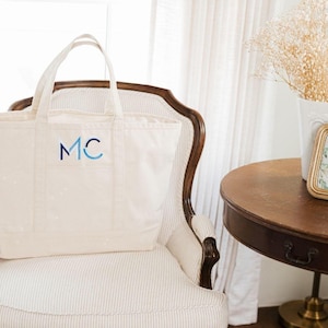Embroidered Monogram Canvas Tote // Personalized Gift, Bridesmaid Tote, Custom Tote Bag, Bachelorette Bags, Bachelorette Party Gift image 8