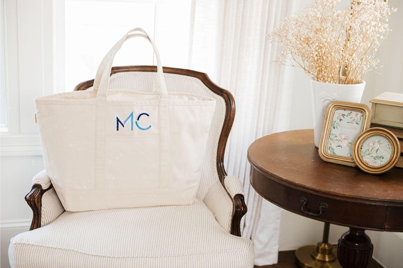Embroidered Monogram Canvas Tote // Personalized Gift, Bridesmaid Tote, Custom Tote Bag, Bachelorette Bags, Bachelorette Party Gift image 8