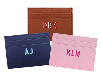 Personalized Leather Cardholder // Saffiano Leather Credit Card Holder // Minimalistic Card Holder