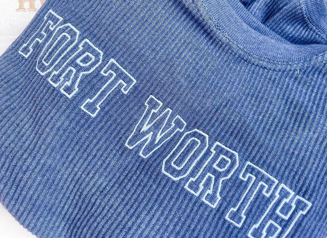 Collegiate Embroidered Corded Sweatshirt // Custom Embroidered Varsity Crewneck, Personalized Sweatshirt, Custom Text Embroidered Sweatshirt