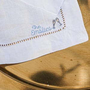 Embroidered Custom Last Name Cocktail Napkins (Set of 4) // Last Name Linen Cocktail, Personalized Linen Cocktail Napkins, Hostess Gifts