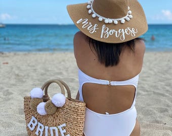 Custom Floppy Beach Hat // Bachelorette Trip Honeymoon Wedding