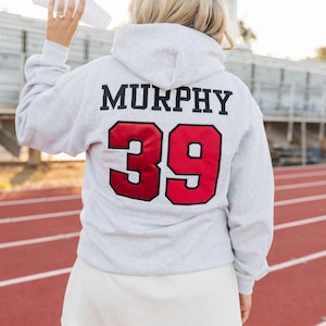 Embroidered Gameday Hoodie with Applique // Custom Football Team Name and Number Hoodie, Sports Team, Football Mom Hoodie, Game Day Hoodie