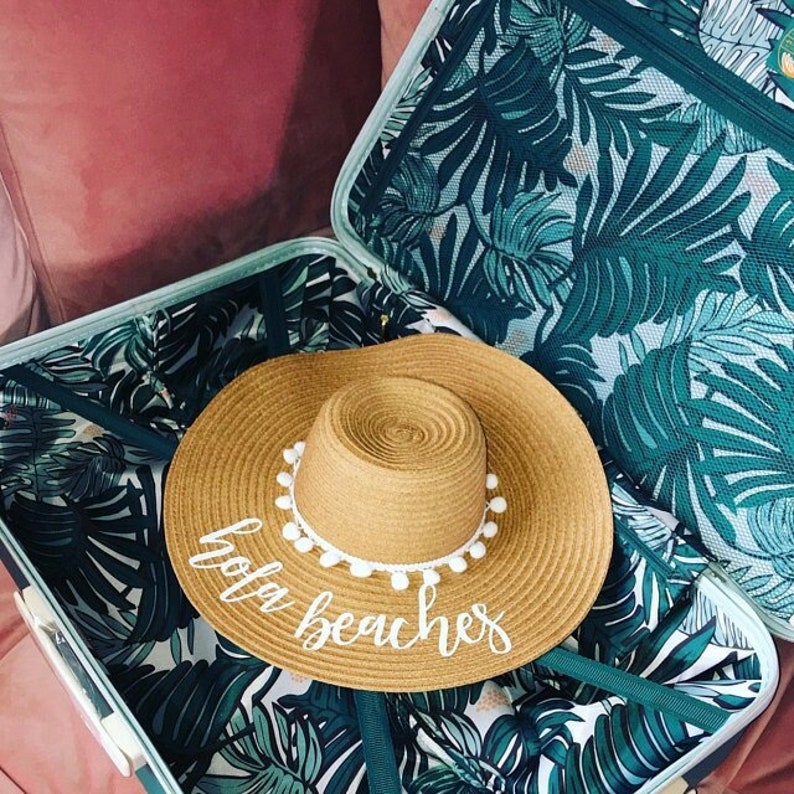 Aangepaste Floppy Beach Hat//Bachelorette reis huwelijksreis bruiloft afbeelding 1