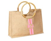 Striped Shadow Monogram Bamboo Jute Carryall