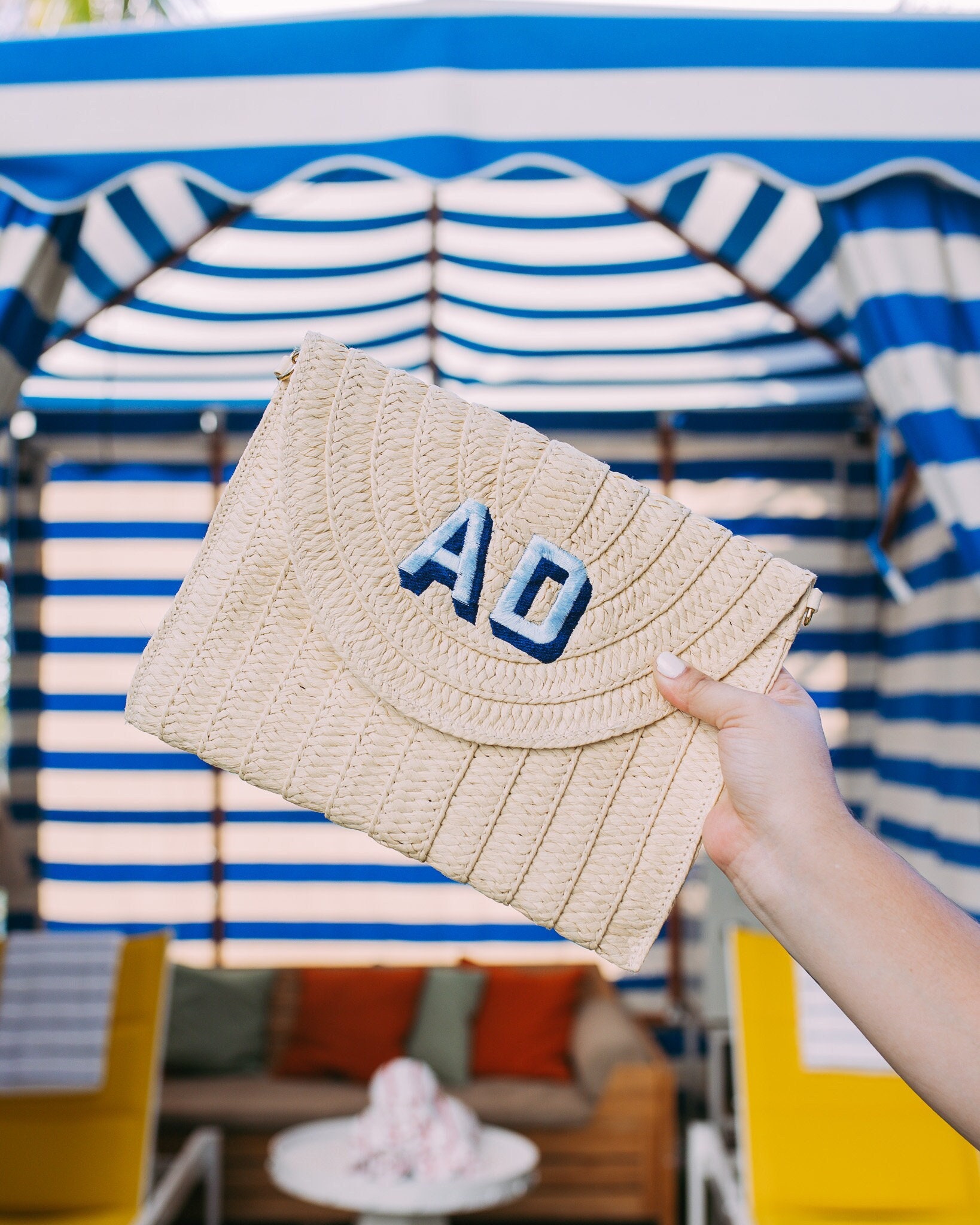 Personalised straw deals clutch bag