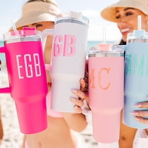 Custom Shadow Monogram 40 oz Tumbler // Custom Cup, Monogram Tumbler, Monogrammed Tumbler, Custom Name Tumbler, Water Bottle, Gift For Her