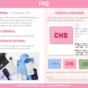 a pink brochure with a picture of clothes and other items