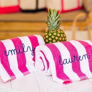 Embroidered Cabana Towel // Custom Towel, Bachelorette Gifts, Striped Beach Towel, Personalized Beach Towel, Custom Gifts, Monogrammed Towel image 4
