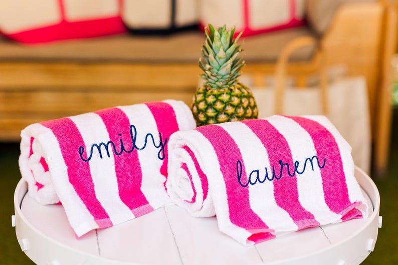 Embroidered Cabana Towel // Custom Towel, Bachelorette Gifts, Striped Beach Towel, Personalized Beach Towel, Custom Gifts, Monogrammed Towel image 4