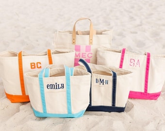 Embroidered Monogram Canvas Tote // Custom Tote Bag, Personalized Canvas Tote, Monogram Canvas Tote Bag Gift, Boat Bag, Monogramed Beach Bag
