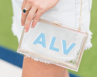 Shadow monogram stadiontas // doorzichtige stadiontas doorzichtige acryl clutch aangepaste doorzichtige stadiontas doorzichtige concertportemonnee crossbodytas doorzichtige tas