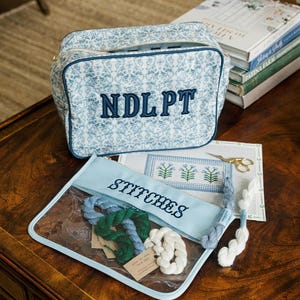Needlepoint XL Project Pouch // Needlepoint NDLPT Project Bag Storage, Custom Name School Everyday, Needlepoint Bag image 5