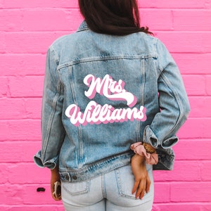 Retro Double Color Jean Jacket  // Custom Wedding Bachelorette Trip Honeymoon Bridal Shower