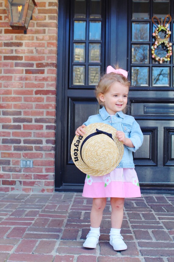 Children's Boater Hat // Custom Saying Baby Shower Birthday