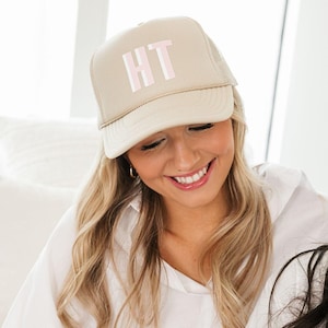 Shadow Monogram Trucker Hat // Monogram Initials Trucker Hat Custom Bridal Favors Bachelorette Party Gift Personalized Bridesmaid Favor