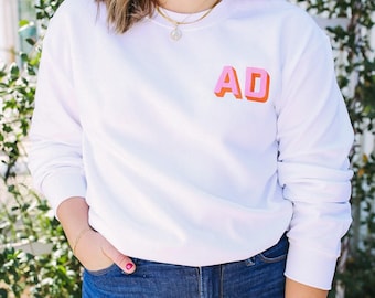 Embroidered Shadow Monogram Sweatshirt // Monogram Sweatshirt, Monogram Gift, Personalized Monogram, Monogram Pullover, Monogrammed Sweater
