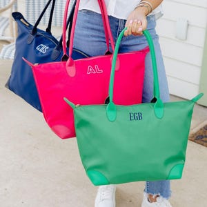 Haven Tote // Embroidered Nylon Tote Bag, Monogrammed Large Carryall, Bridesmaid Gifts For Her, Custom Travel Tote, Work Bag, School Bag