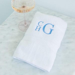 Embroidered Guest Towels // Bath and Hand Towel Monogram Bath Towels Custom Bathroom Towels Monogrammed Towels Dorm Decor Graduation Gift