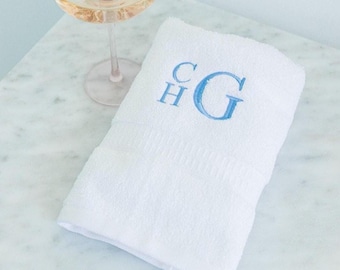 Embroidered Guest Towels // Bath and Hand Towel Monogram Bath Towels Custom Bathroom Towels Monogrammed Towels Dorm Decor Graduation Gift