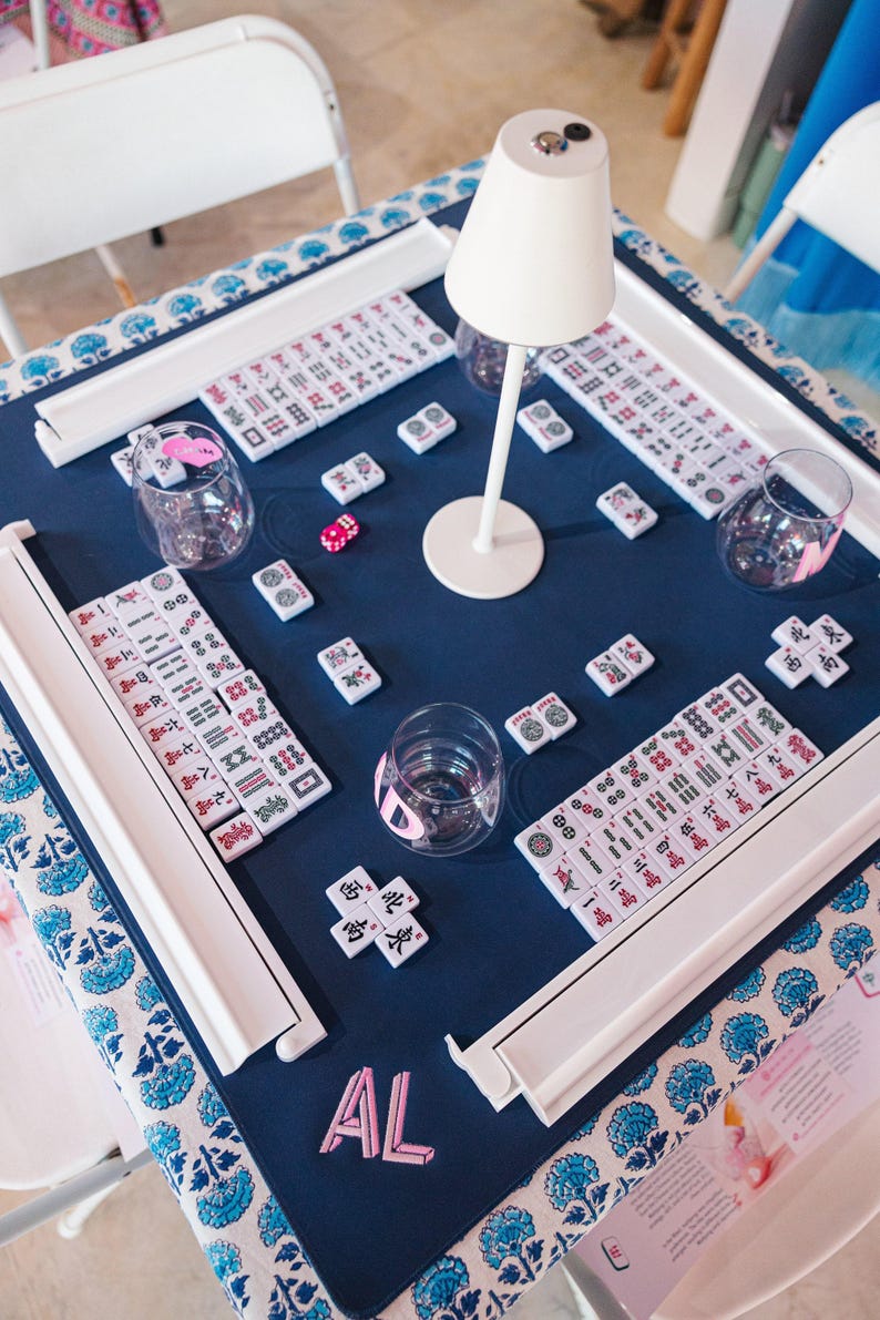 Embroidered Monogram Mahjong Tile Mat // Non-Slip Mahjong Table Mat, Neoprene Mahjongg Mat, Mah Jongg, Mahjong Accessories, Mahjong Gifts image 10