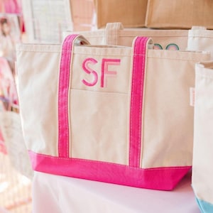 Embroidered Monogram Canvas Tote // Personalized Gift, Bridesmaid Tote, Custom Tote Bag, Bachelorette Bags, Bachelorette Party Gift