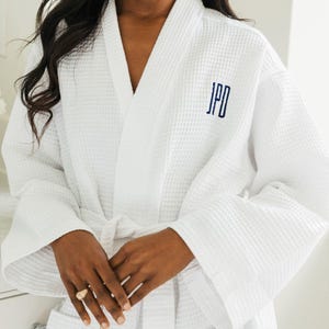 Embroidered Monogram Waffle Knit Robe // Gift for High School Grad University Colors Graduation Gift College Necessities Waffle Weave Robe image 6