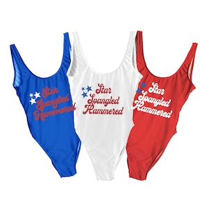 Star Spangled Hammered Swimsuit // USA Swimsuit, America Swimsuit, Funny Fourth of July Swimsuit, Independence Day, 4th of July Party