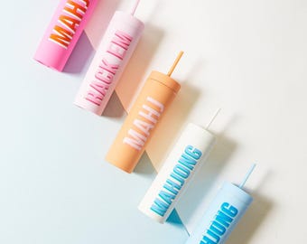 Mahjong 16 oz Matte Tumbler // Personalized Tumblers with Lid and Straw, Pastel Tumblers, Mahj, Mah Jongg, Skinny Tumbler, Party Favor