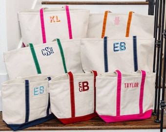 Embroidered Monogram Canvas Tote // Custom Tote Bag, Personalized Canvas Tote, Monogram Canvas Tote Bag Gift, Boat Bag, Monogramed Beach Bag