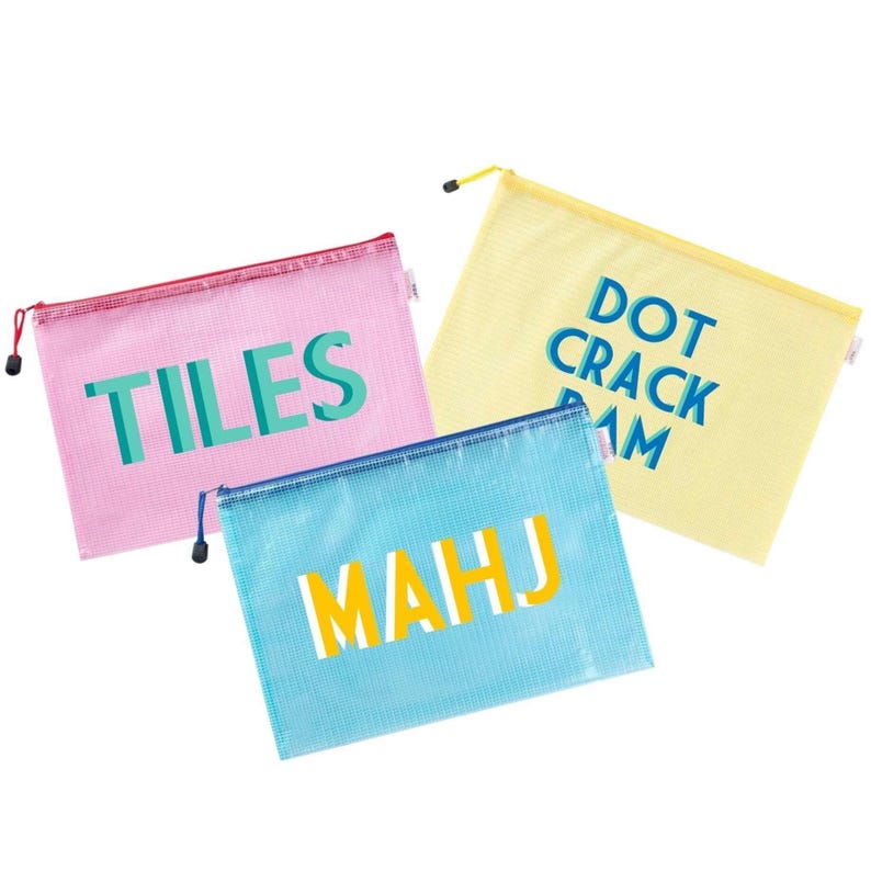 Mahjong Pool Bag // Mahjong Tile Bag, Personalized Game Bag, Mahjong, Bam Crak Dot Bag, Token Bag, Mahj Bag, Mahjong Pouch, Mahers Jongg afbeelding 1